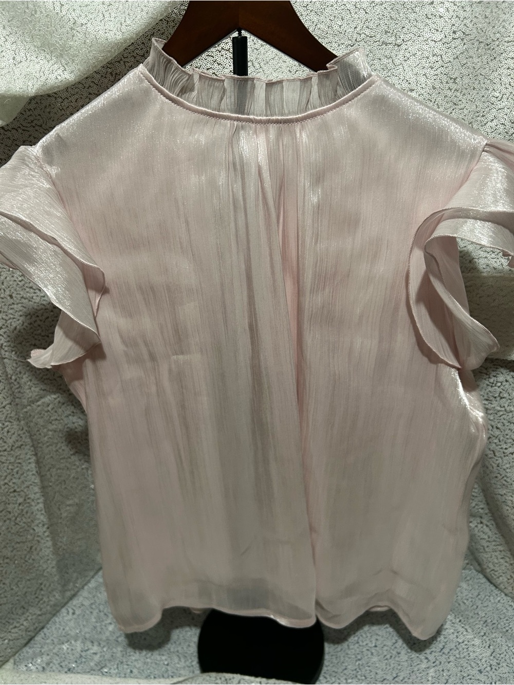 Pink sheer satin overlay blouse